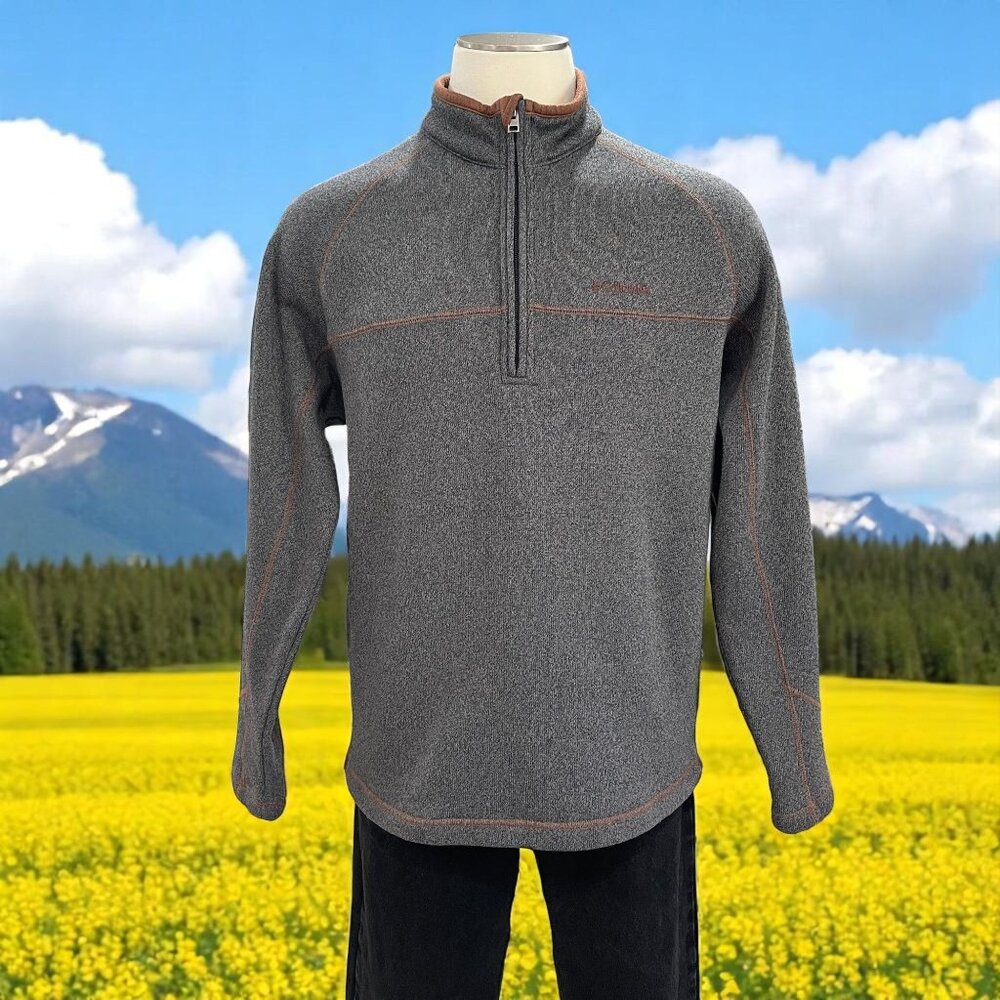 Columbia XL Men’s Gray Fleece‎ Pullover Quarter Zip Outdoor Hiking Layer Warm